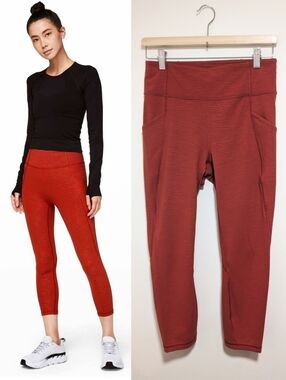 Lululemon | Time To Sweat Crop 23" In Stride Emboss Cayenne